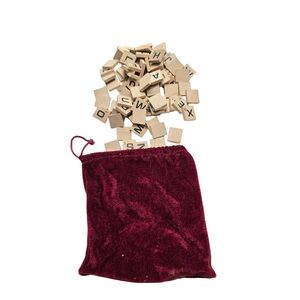 Classic Letter Tiles with Velvet Bag and Wooden Holders